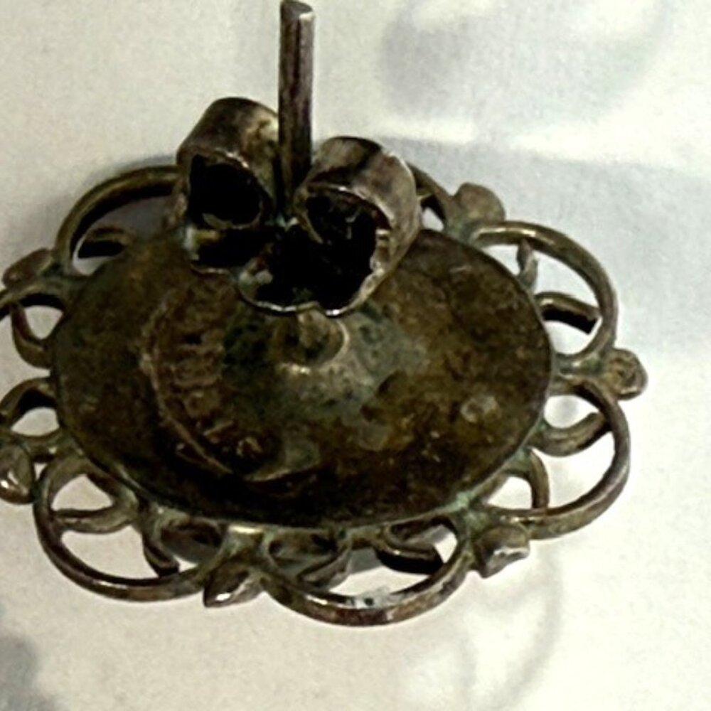 Vintage sterling silver Czech glass harlequin opal 16"  necklace and two earring - Picture 5 of 8